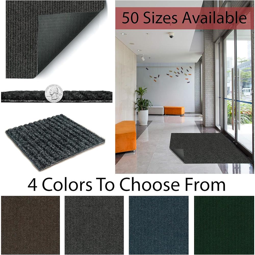 Koeckritz Rugs Durable All Weather Indoor/Outdoor Non Slip Entrance Mat Rugs and Runners (Color: Charcoal) 