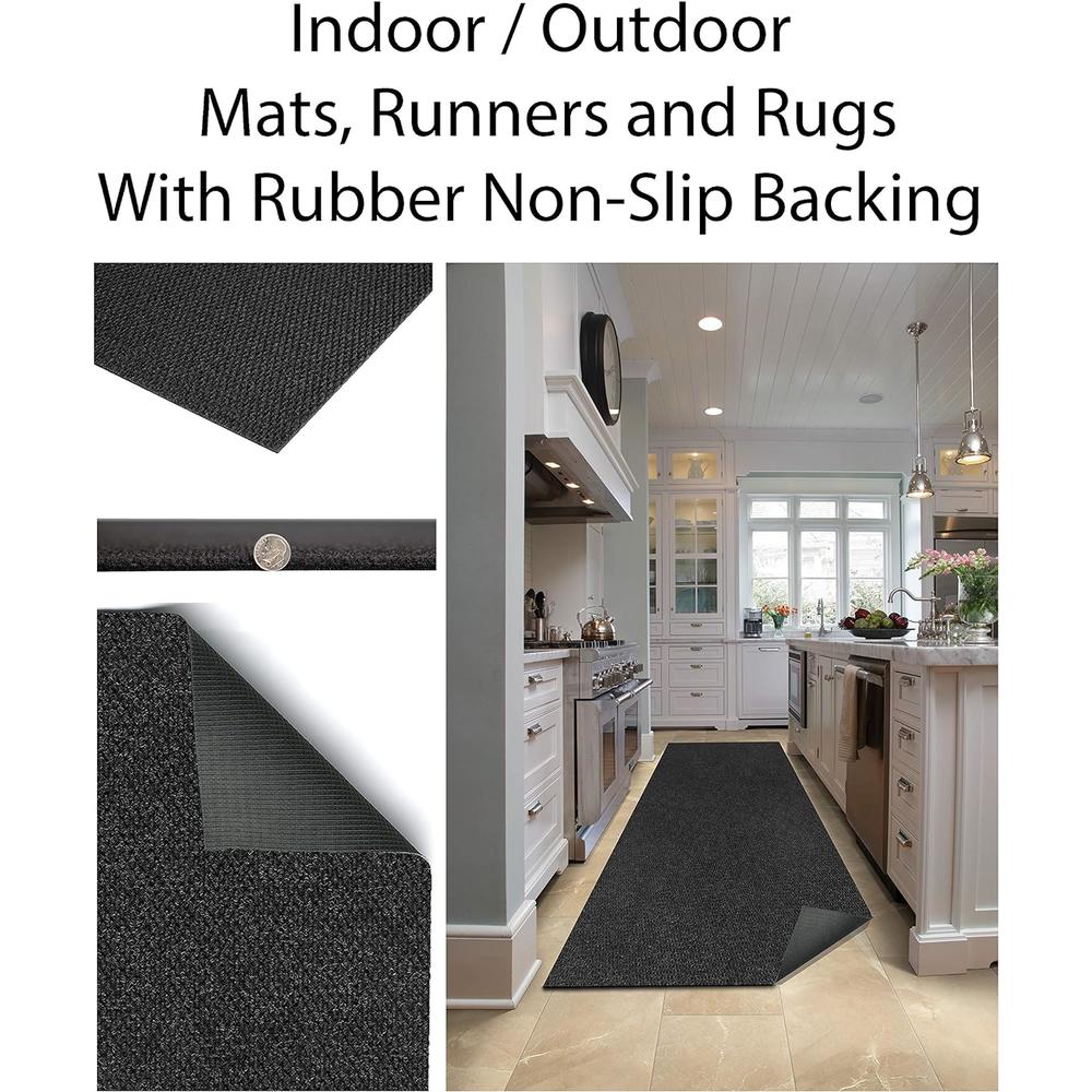 Koeckritz Rugs Durable All Weather Indoor/Outdoor Non Slip Entrance Mat Rugs and Runners (Color: Charcoal) 