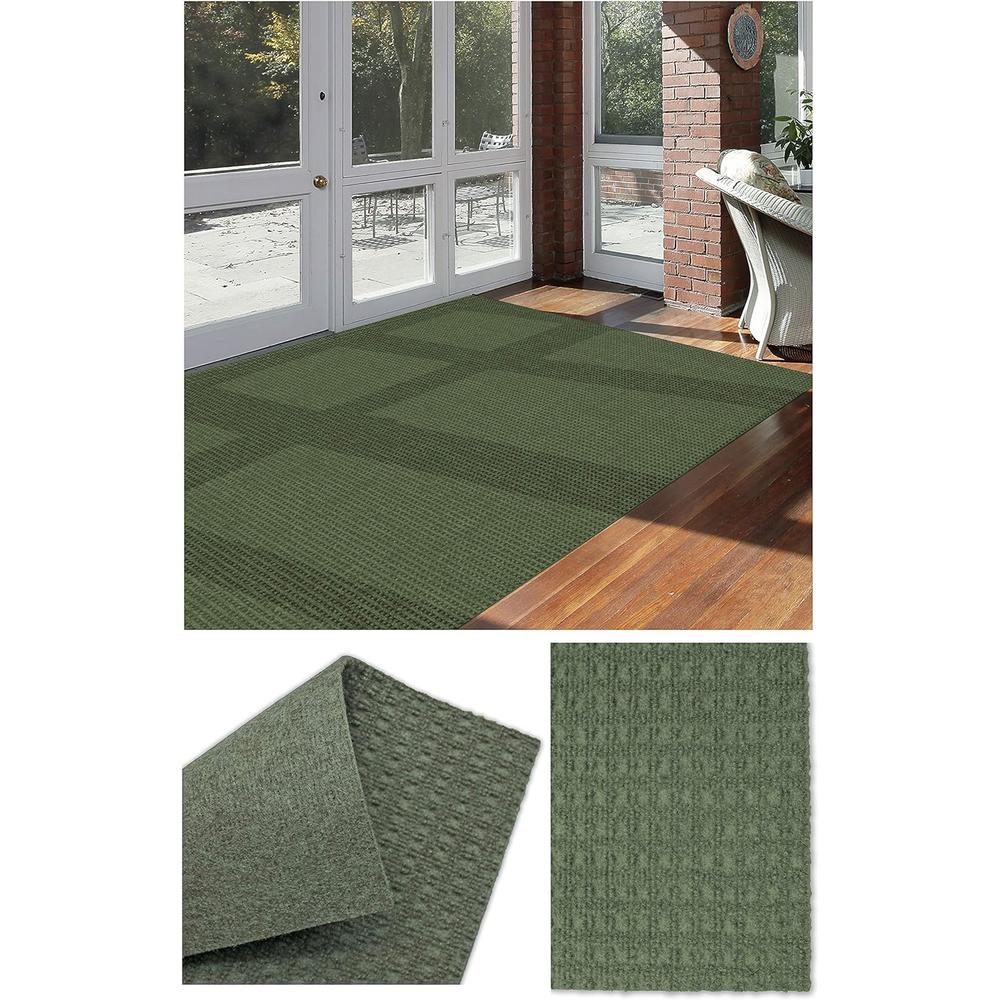 Koeckritz Rugs Soft and Durable Interlace Indoor - Outdoor Area Rugs Lightweight and Flexible (Color: Olive Green)