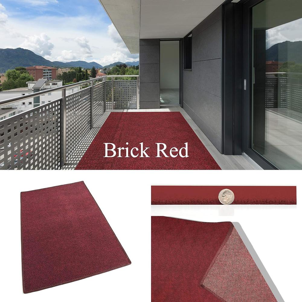 Koeckritz Rugs Brick Red Indoor/Outdoor Carpet Patio & Pool Area Rugs Runners and Doormats - Easy Maintenance - Just Hose Off & Dry! 