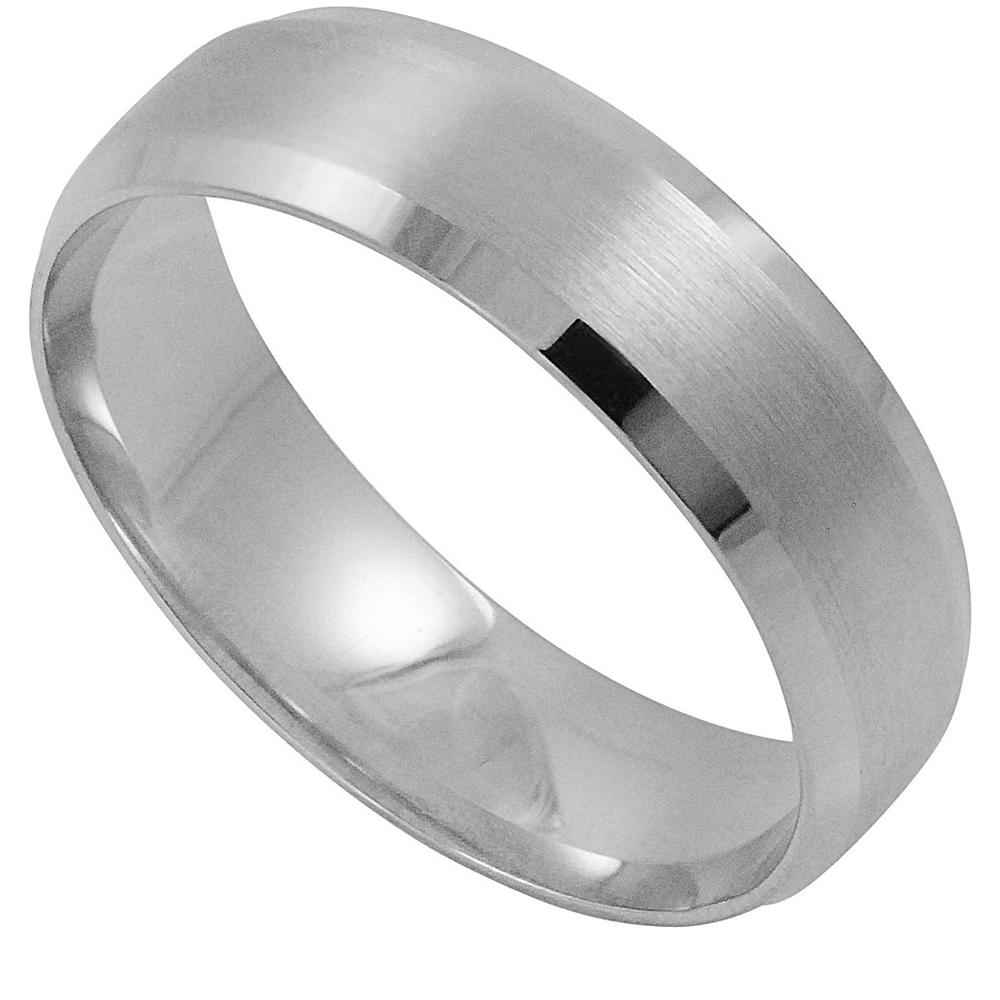Oxford Ivy Men's 14K White Gold 6MM Comfort Fit Beveled Edge Wedding Band (Available Ring Sizes 8-12 1/2)