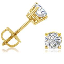 Amanda Rose 1/2ct tw Round Diamond Stud Earrings set in 14K Yellow Gold Screw Backs