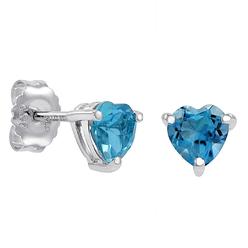 Amanda Rose 2ct Heart Shape Swiss BlueTopaz Stud Earrings in Sterling Silver 6mm