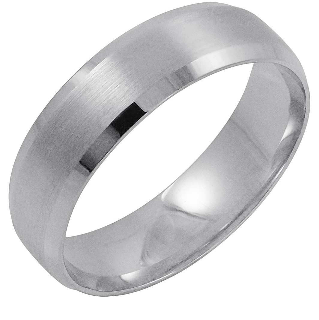 Oxford Ivy Men's 14K White Gold 6MM Comfort Fit Beveled Edge Wedding Band (Available Ring Sizes 8-12 1/2)