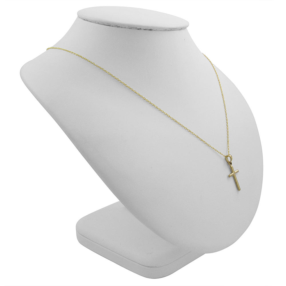 Amanda Rose 10K Yellow Gold Petite Cross Pendant Necklace 10K Gold Chain (18 or 20 inch) |10K Real Gold Cross