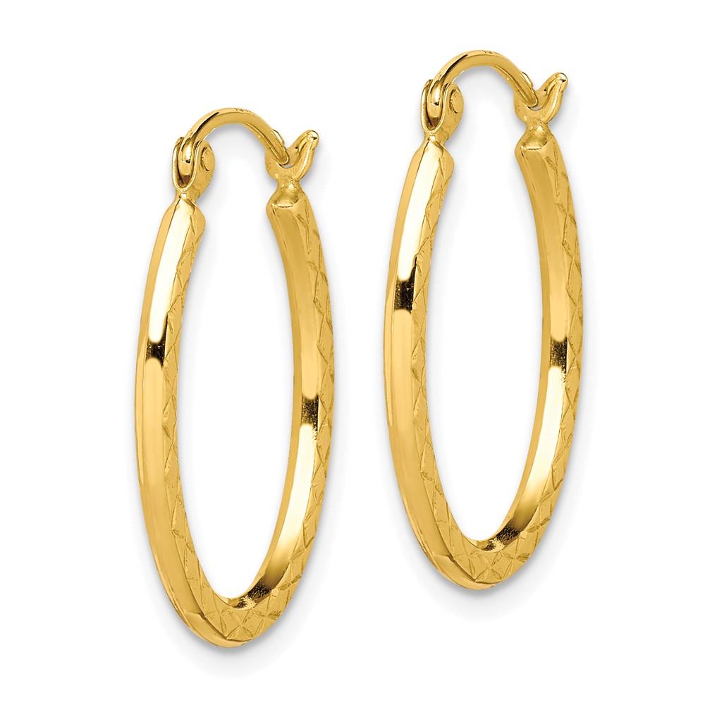 Amanda Rose 10k Yellow Gold Textured Oval Shaped Hoop Earrings for Women | Real Gold Earrings for Women