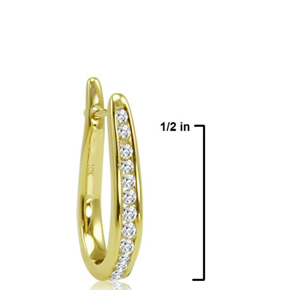 Amanda Rose 1/4ct TW Diamond Hoop Earrings in 10K Yellow or White Gold| Diamond Hoop Earrings for Women