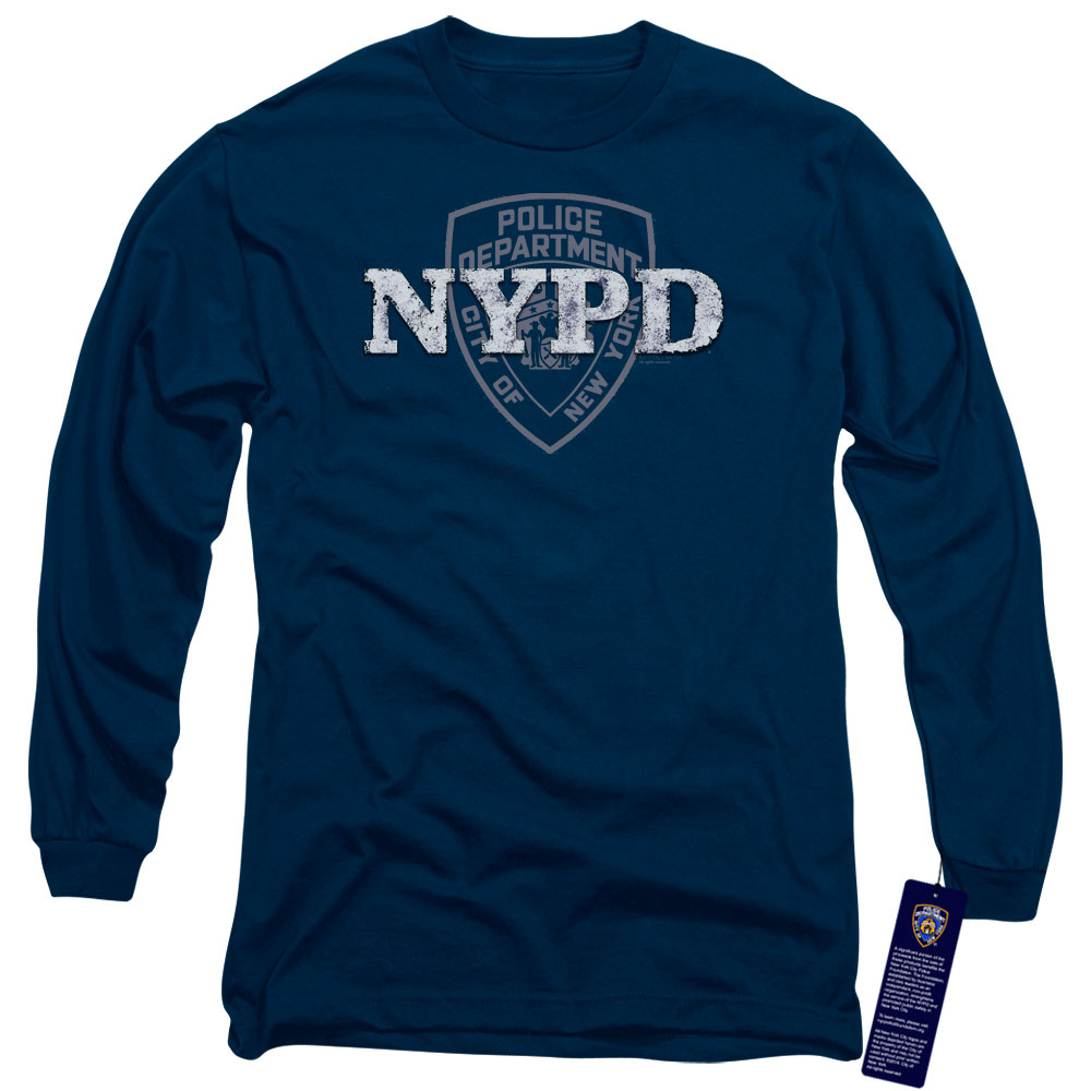A&E Designs NYPD Long Sleeve T-Shirt New York Police Dept Logo Navy Blue Tee