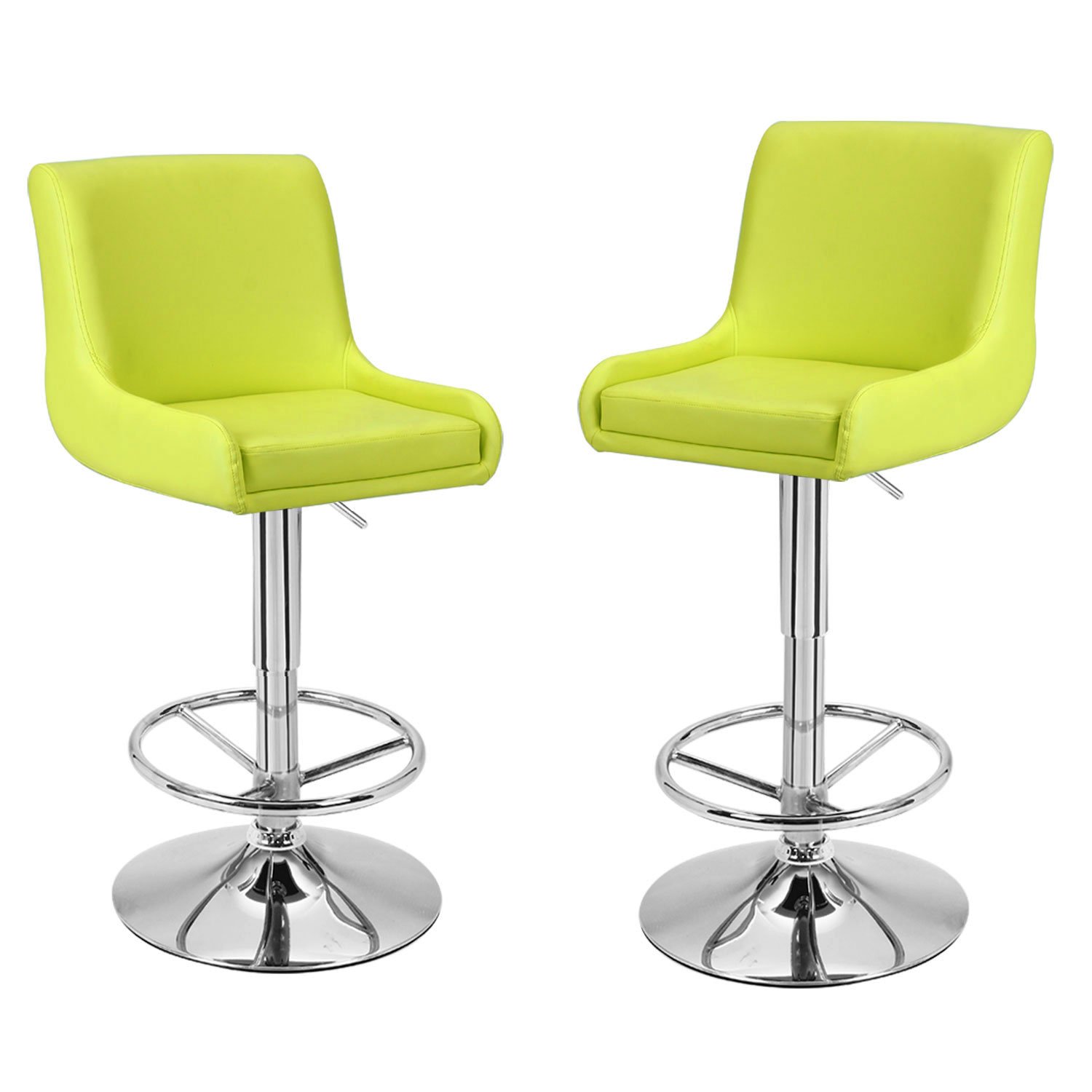 Adeco Adeco Lime Green Classic Adjustable Bar Stools Set Of 2