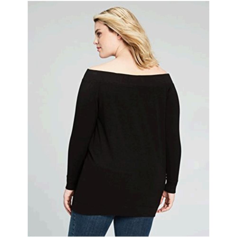 Daily Ritual Brand - Daily Ritual Women's Plus Size Terry Cotton and Modal Cold Shoulder Tunic, 5X, Black