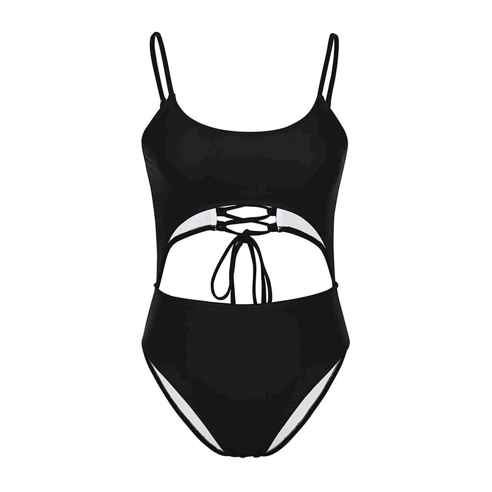 Meyeeka Women High Cut Swimsuit Push up Padded Strap One Piece Bathing Suit High Waist Monokini XL Black