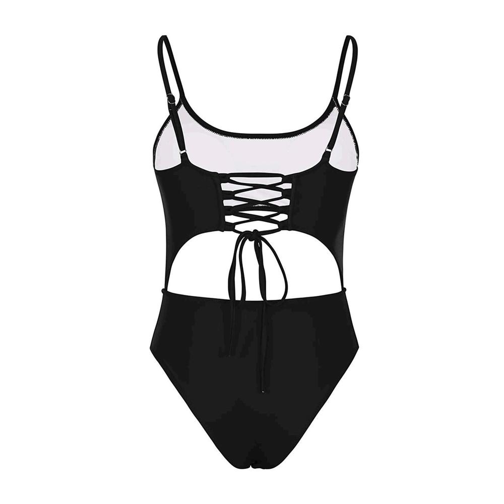 Meyeeka Women High Cut Swimsuit Push up Padded Strap One Piece Bathing Suit High Waist Monokini XL Black