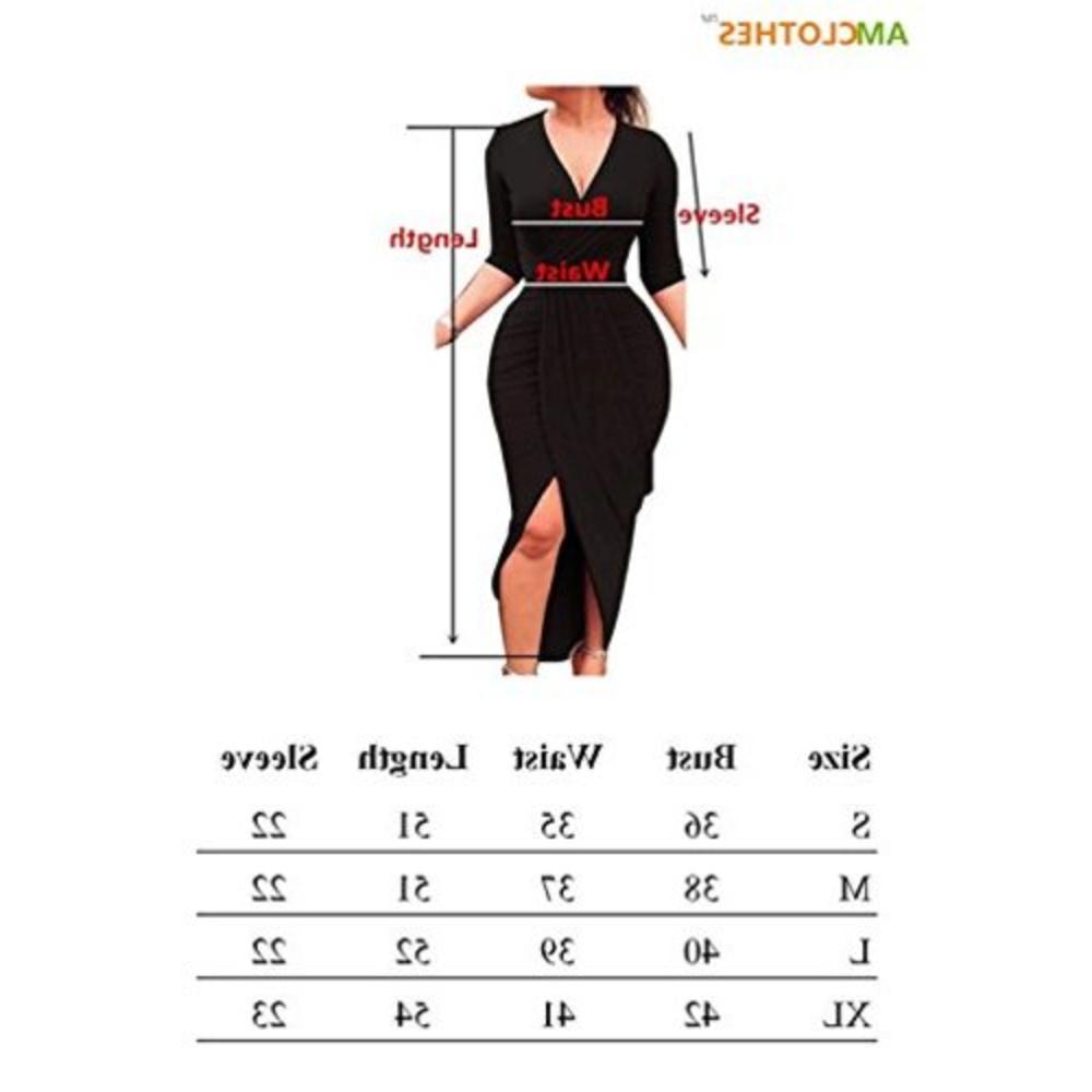 AM CLOTHES Womens Sexy Long Sleeve High Low Ruched Slit Bodycon Party Midi Dr...