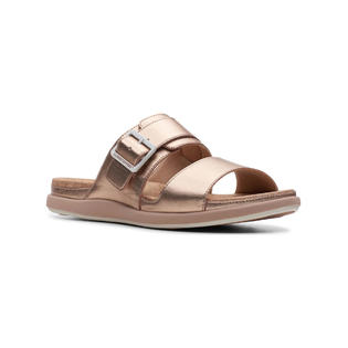 Clarks Womens 26142551 Open Toe Casual Slide Sandals Rose Gold