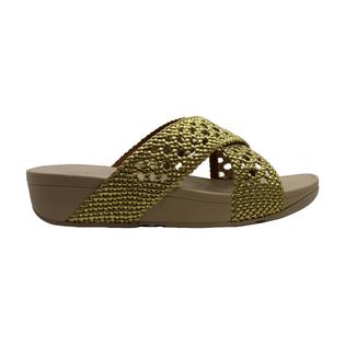 FitFlop Womens Lulu Wicker Peep Toe Casual Slide Sandals