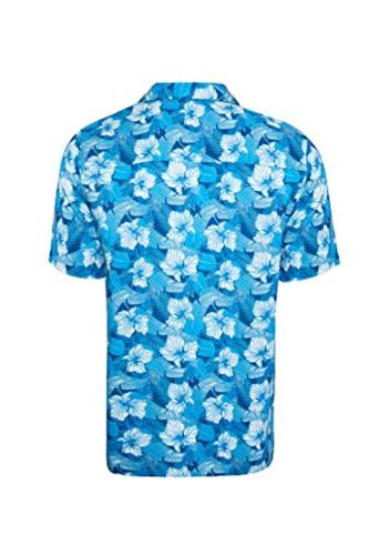 Caribbean Joe Men S Classic Camp Short Sleeve Island Aloha Blue