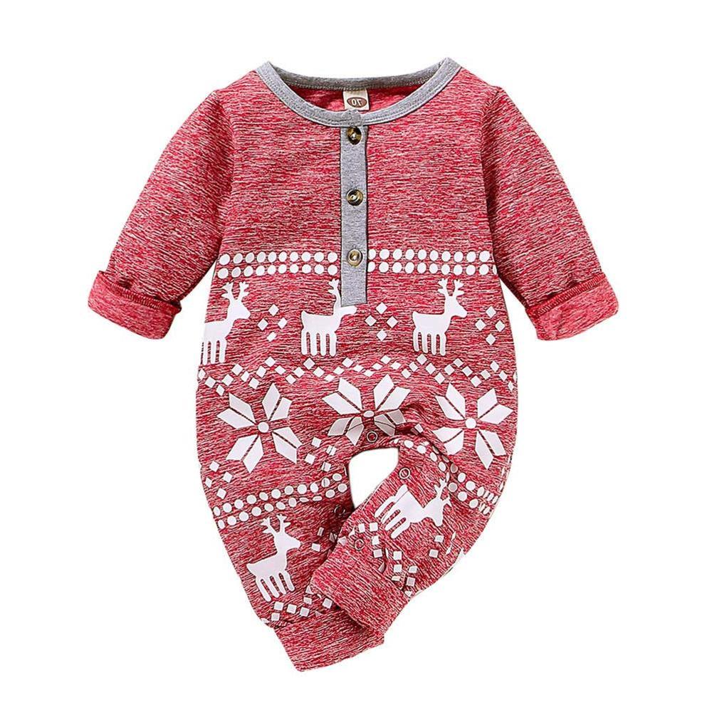 Curipeer Romper For Baby Girl Boy Winter Christmas One Piece Pajama Romper 12