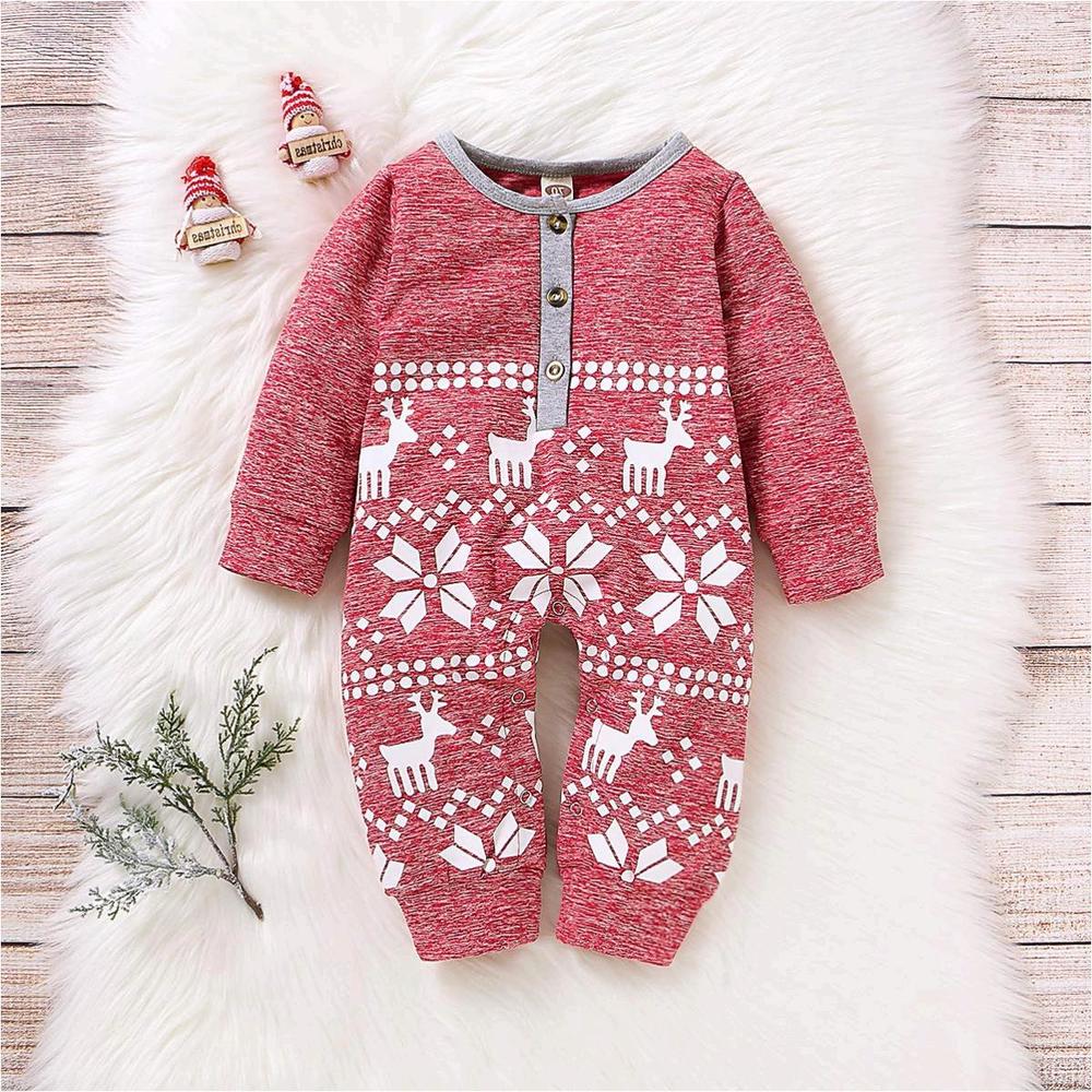 Curipeer Romper For Baby Girl Boy Winter Christmas One Piece Pajama Romper 12
