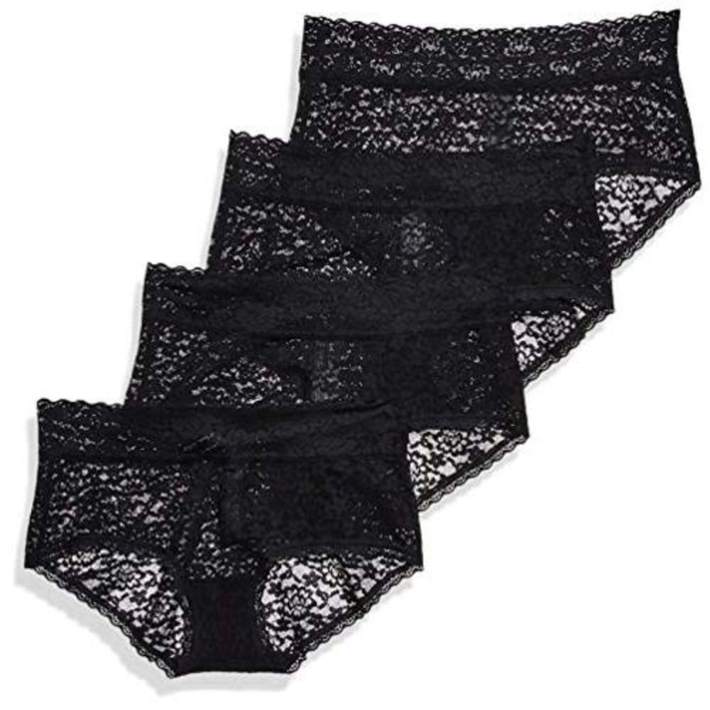 Amazon Essentials Essentials Women's 4-Pack Lace Stretch Hipster Panty, Black, S