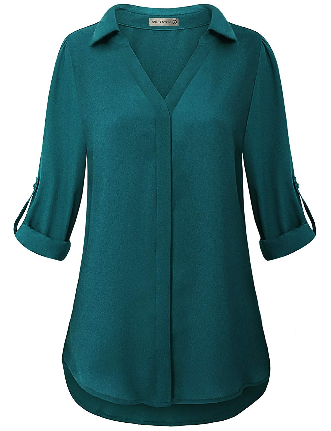 Miss Fortune Business Casual Blouses for Women, Ladys Work Tunic Laple Collar...