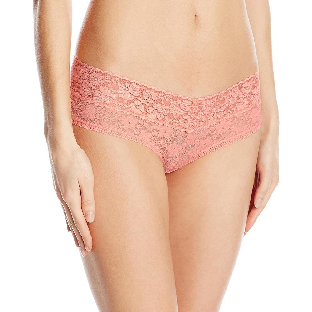 MAE Brand - Mae Women's Lace Cheeky Hipster Panty, 3 pack, Navy/Coral/Peach, Small