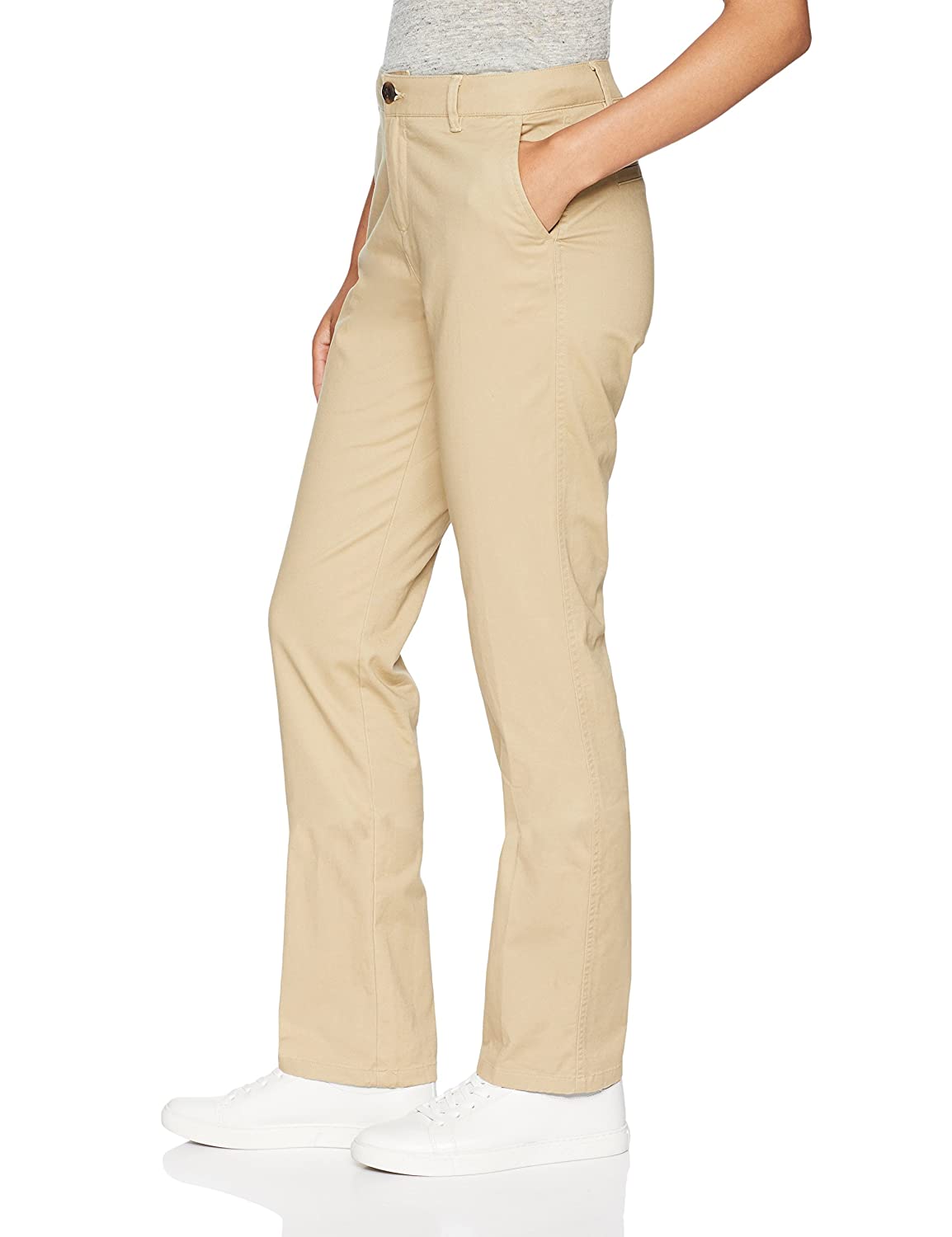 Amazon Essentials Essentials Women's Straight-Fit Stretch Twill Chino Pant,  Khaki, 18 Regular