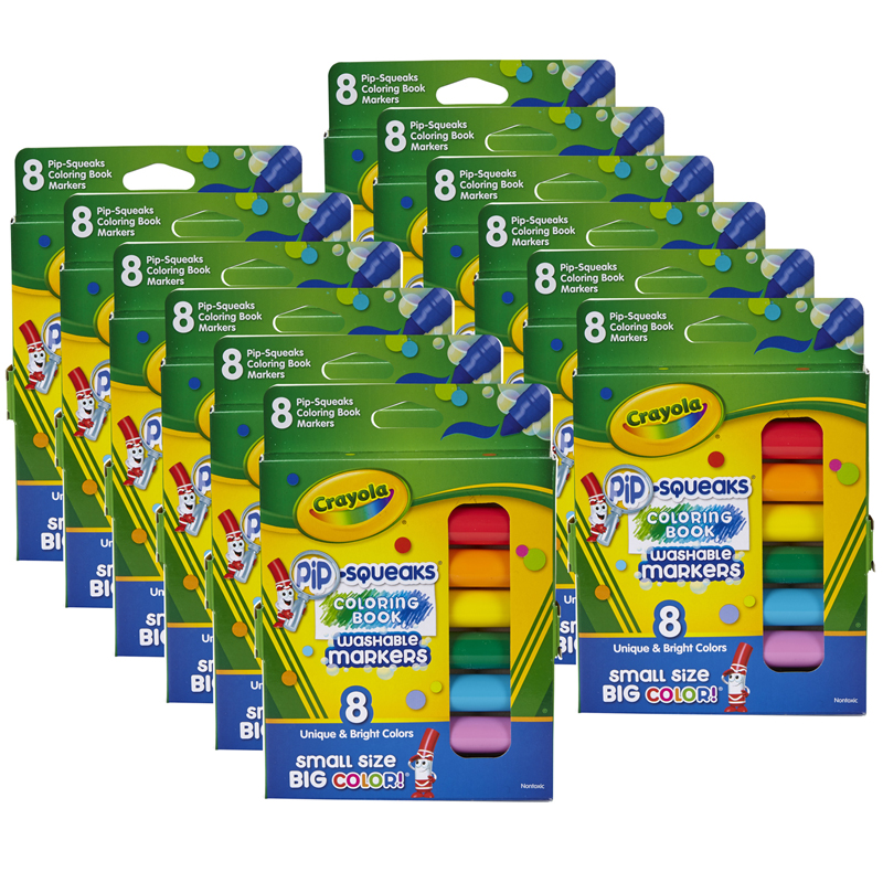Download Crayola 194629106493 Pip Squeaks Washable Coloring Book Markers 8 Per Pack 12 Packs
