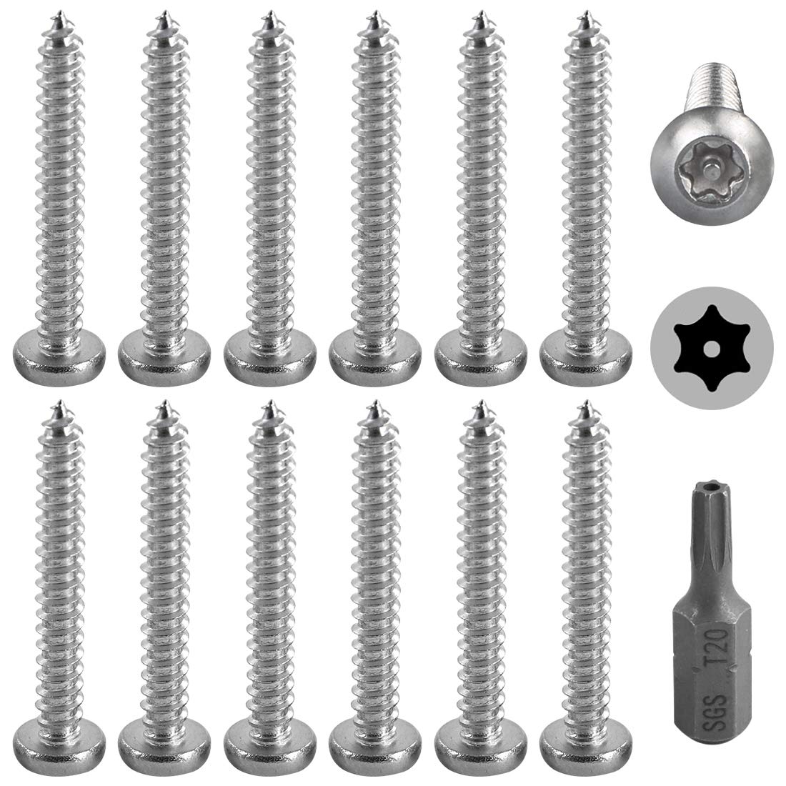Generic Hilitchi 50 Pcs 8 X 1 1 4a Stainless Steel Button Head Torx Sheet Metal Screws Security Silver Sc