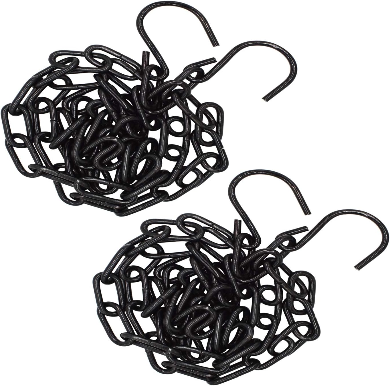 Faocean Bytiyar 2 Pcs 2 4 Feet 72cm Metal Chain Link Ring Cable With S Hooks Ligth Duty Coil Chain For Locking Hanging Pulling Black