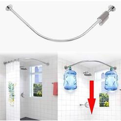 Tanxih Corner Shower Curtain Rod Adjustable Stainless Steel L Shaped Rack Drill Free Install for Bathroom, Bathtub, Clothing Store (27