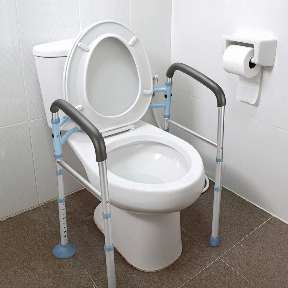 Generic OasisSpace Stand Alone Toilet Safety Rail - Heavy Duty Medical Toilet Safety Frame for Elderly, Handicap and Disabled - Adjusta