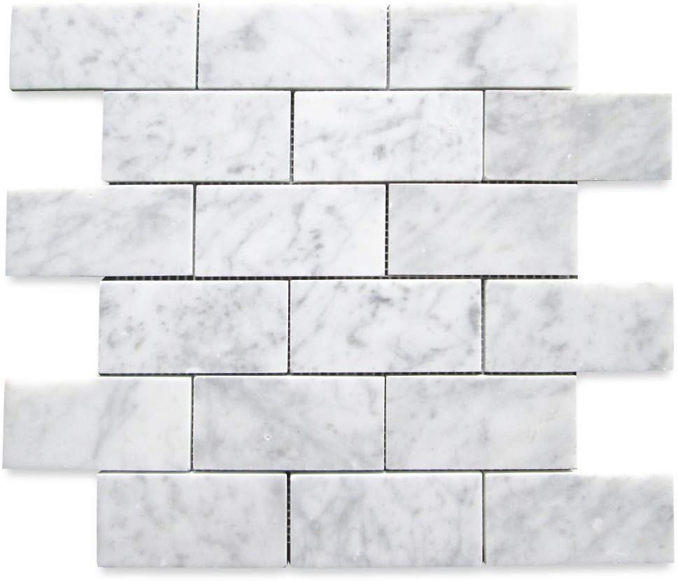 Stone Center Online Carrara White Marble 2x4 Grand Brick Subway Mosaic Tile  Honed for Kitchen Backsplash Bathroom Flooring Shower Surround Dining R