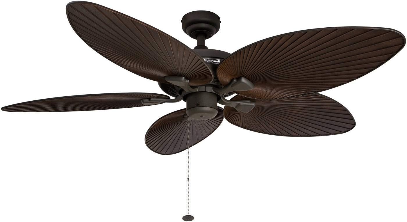 Honeywell 50207 Palm Island 52 Inch Tropical Ceiling Fan Five Leaf Blades Indoor Outdoor Damp Rated Bronze Honeywell 50207 Palm Island 52 Inch, Plastic Outdoor Ceiling Fan Replacement Blades