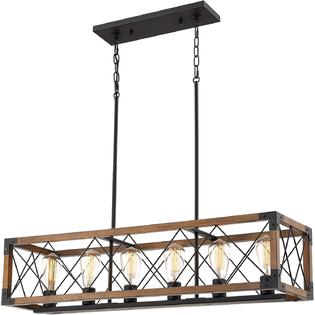 Beionxii Kitchen Island Lighting 35 5 Inch 6 Light Farmhouse Linear Chandelier For Dining Room Pool Table Pendant Fixture Wood G Beionxii Kitchen Island Lighting 35 5, What Size Linear Chandelier For Kitchen Island