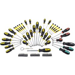 JEGS 69-Piece Screwdriver Set | 34 Screwdrivers with Magnetic Tips | 30 Assorted Bits | 4 Awls | Rubber Grip Handles | Chrome Vanadi