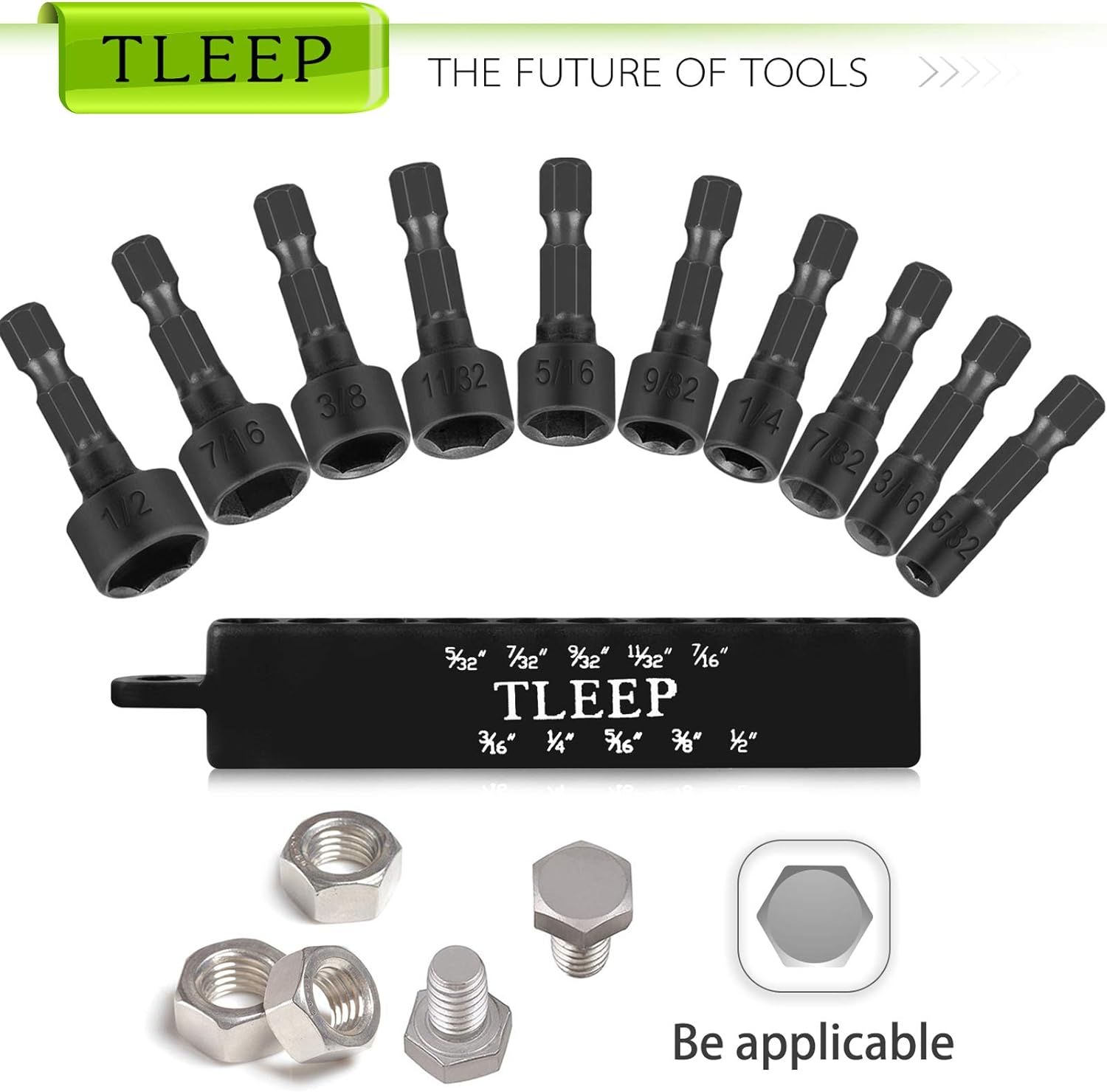 K Kwokker TLEEP 20 x Power Nut Driver Set for Impact Drill, 1/4&#226;&#128;&#157; Hex Head Drill Bit Set SAE and Metric Screw