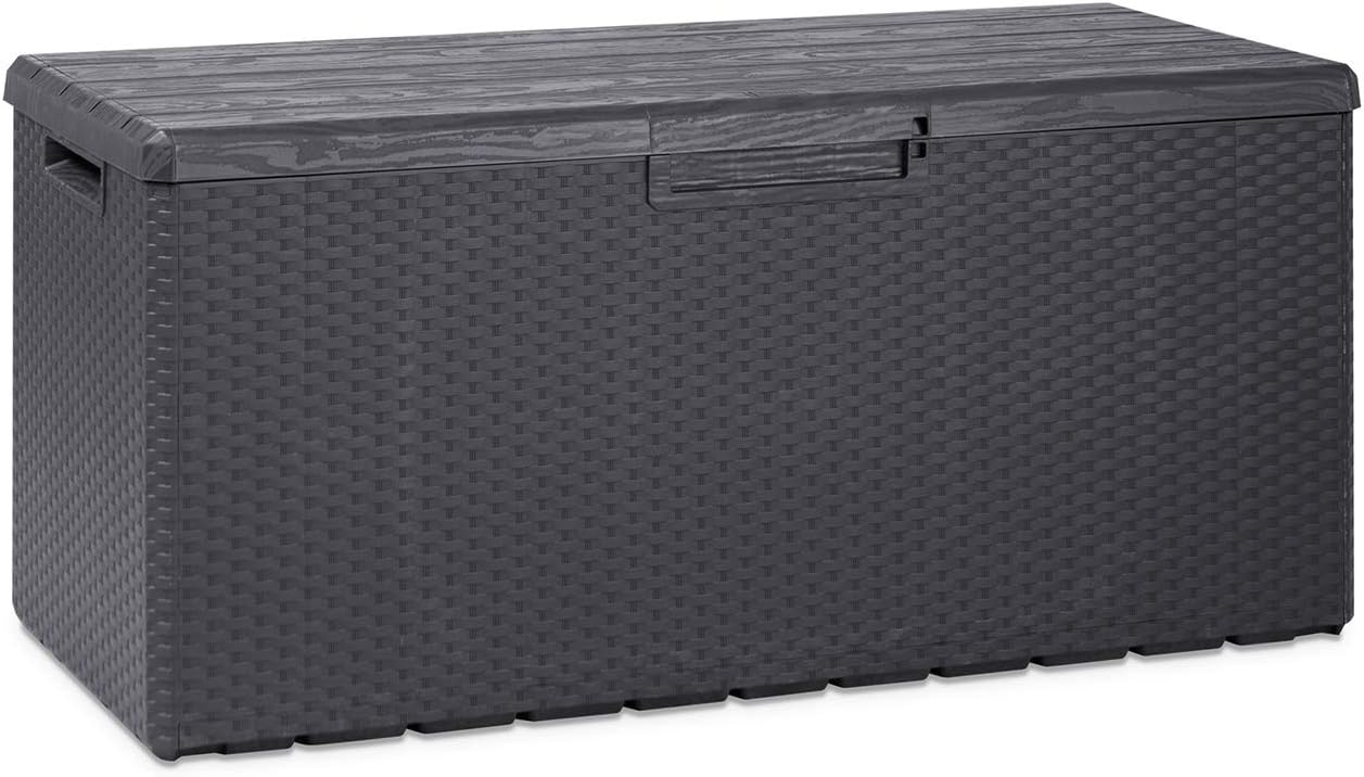 Toomax Z175E097 Portofino Weather Resistant Heavy Duty 90 Gallon Novel Resin Outdoor Deck Box, Gray