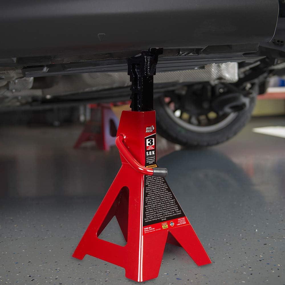 TORIN BIG RED T43006  Steel Jack Stands (Fits: SUVs and Extended Height Trucks): 3 Ton (6,000 lb) Capacity, Red, 1 Pair