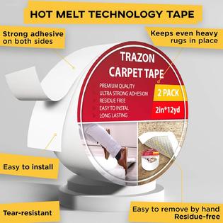 Trazon Carpet Tape Double Sided Rug, How To Remove Rug Tape From Hardwood Floors