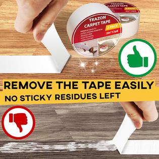 Trazon Carpet Tape Double Sided Rug, How Do You Remove Carpet Tape From Hardwood Floors