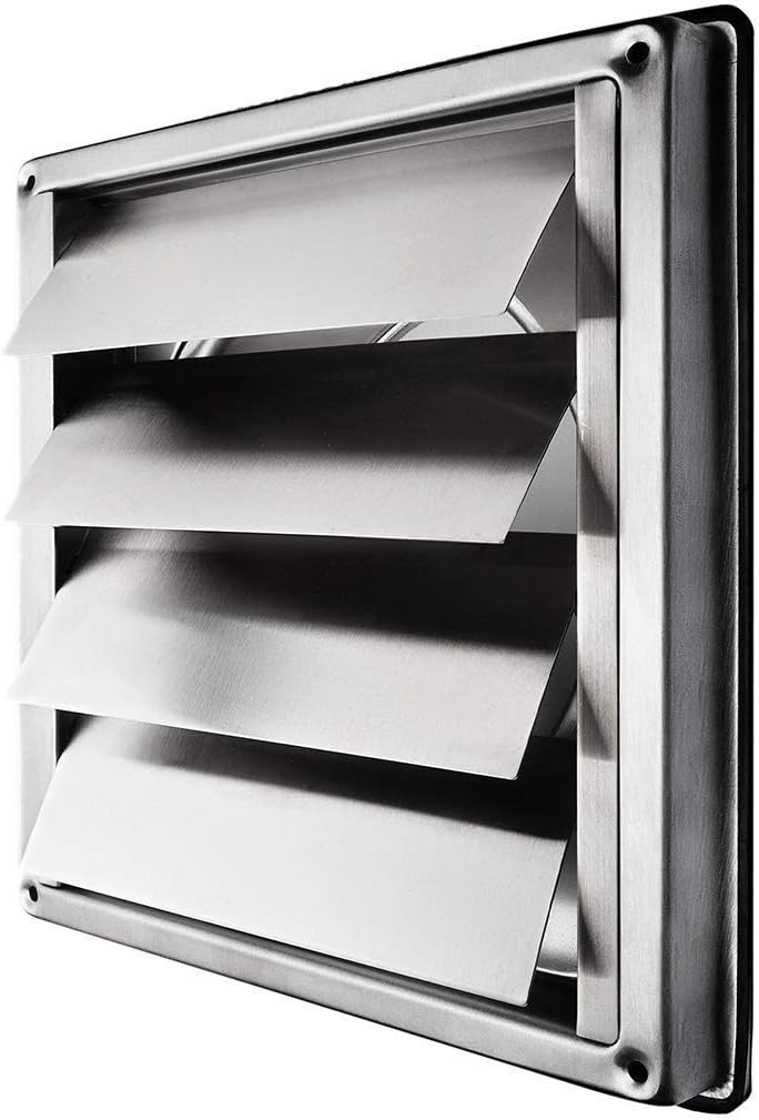 calimaero VKE 4 Inch Stainless Steel External Air Vent Louvre Gravity Flap  Grille