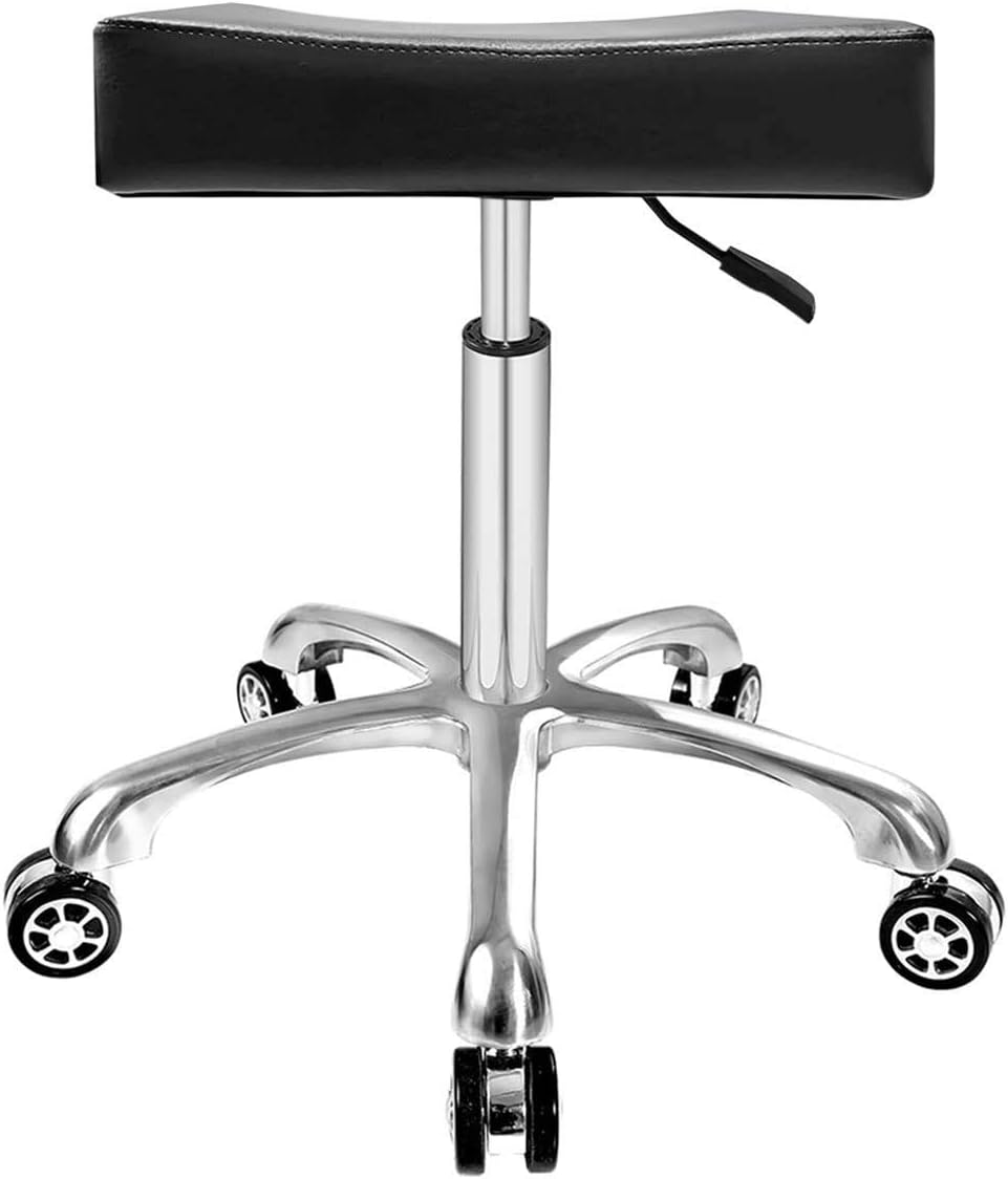 Antlu Adjustable Rolling Swivel Stool Chair For Massage Office Tattoo Kitchen Work Stool With Wheels Black