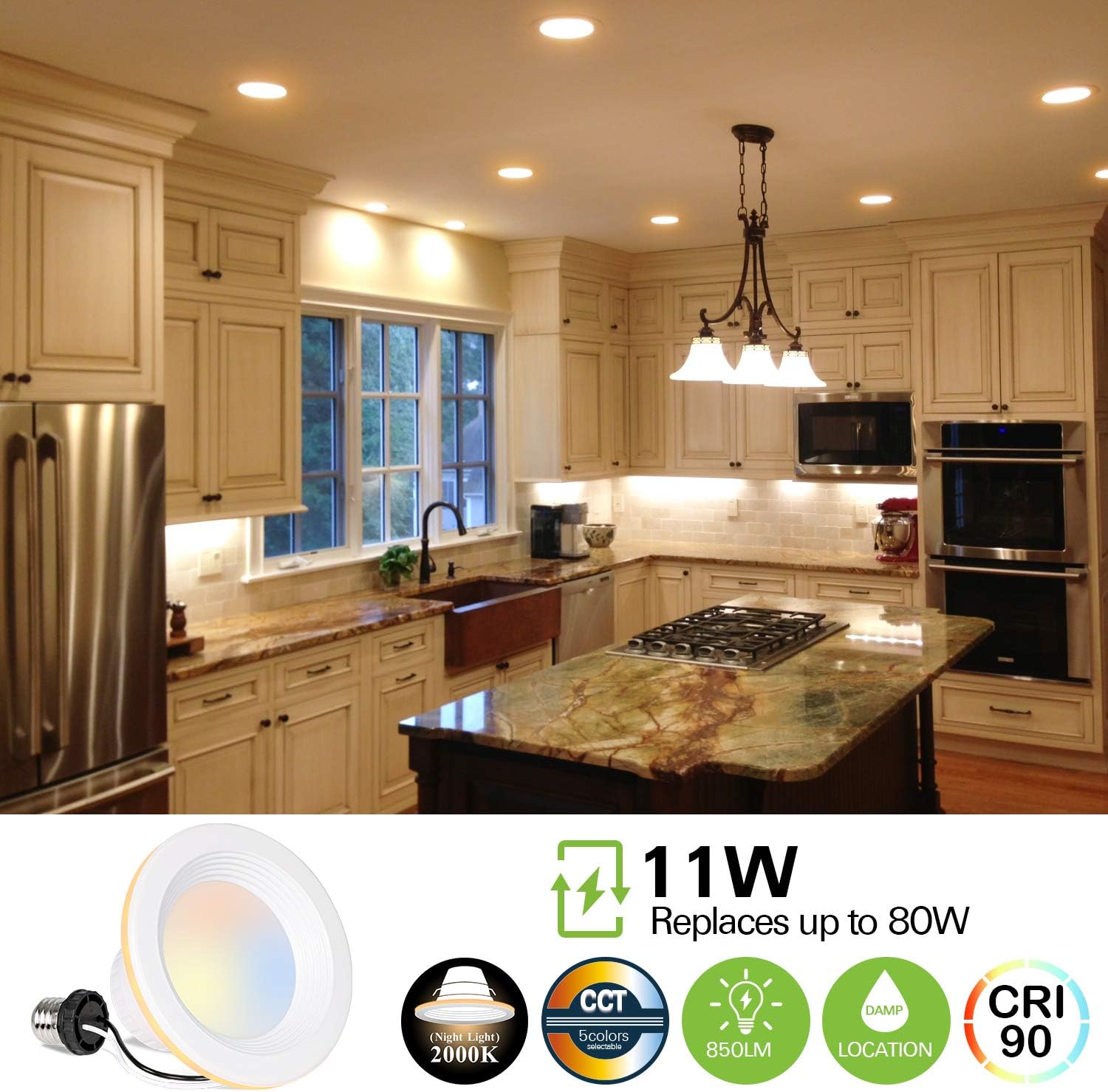 Led Recessed Lighting With Night Light, 6 Can Lights With Night Light