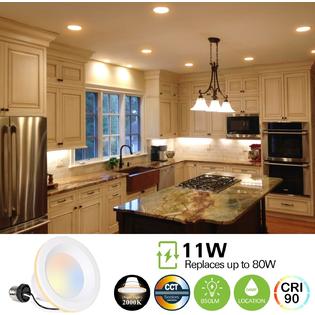 Hykolity 6 Pack 4 Inch Led Recessed Lighting With Night Light Cri90 850lm 11w 80w Baffle Trim 2700k 3000k 3500k 4000k 5000k Selecta Led Recessed Lighting With Night Light, 6 Can Lights With Night Light