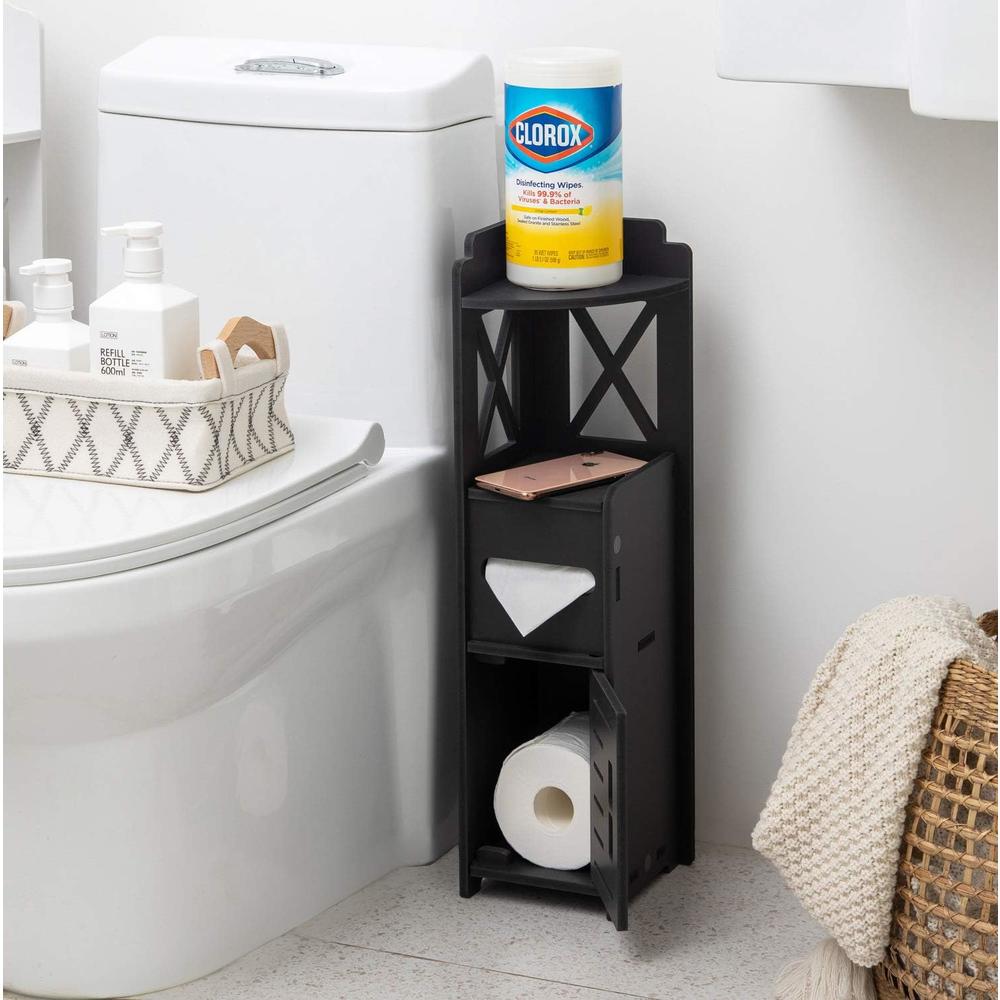 TuoxinEM Narrow Bathroom Cabinet,Tiny Nightstand for Bedroom,Corner Bathroom Storage Cabinet for Half Bath, Corner Floor Cabinet for Sma