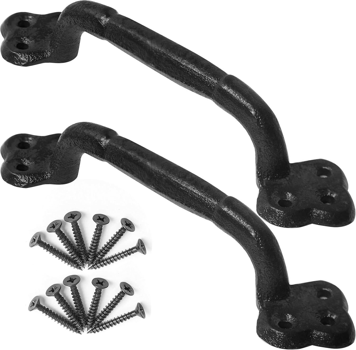 Webi Barn Door Handle 9 Inch Cast Iron Gate Handle Rustic Metal Fence Handle Gate Pull Garage Black 2 Packs