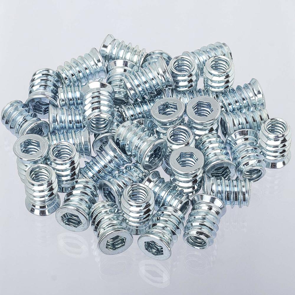 Generic 40 Pack Threaded Insert Nutsert, 1/4"-20 x 15mm Screw in Nut Threaded Wood Inserts, for Wood Furniture(with 1/4" Alle