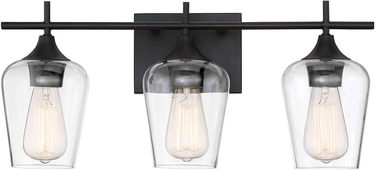 Trade Winds Lighting Black Modern Farmhouse 3 Light Industrial Bathroom Vanity Over Mirror Wall Sconce For Makeup Dressing Table Bath Bar Cl Trade Winds Lighting Black Modern, Bathroom Lighting Over Mirror Black