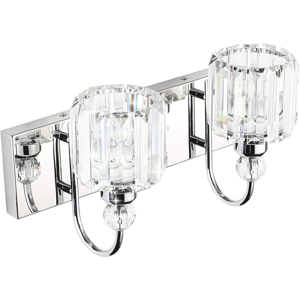 Ralbay Modern Bathroom Vanity Light 2-Lights Modern Crystal Wall Light Fixtures Modern Crystal Vanity Lighting for Bathroom