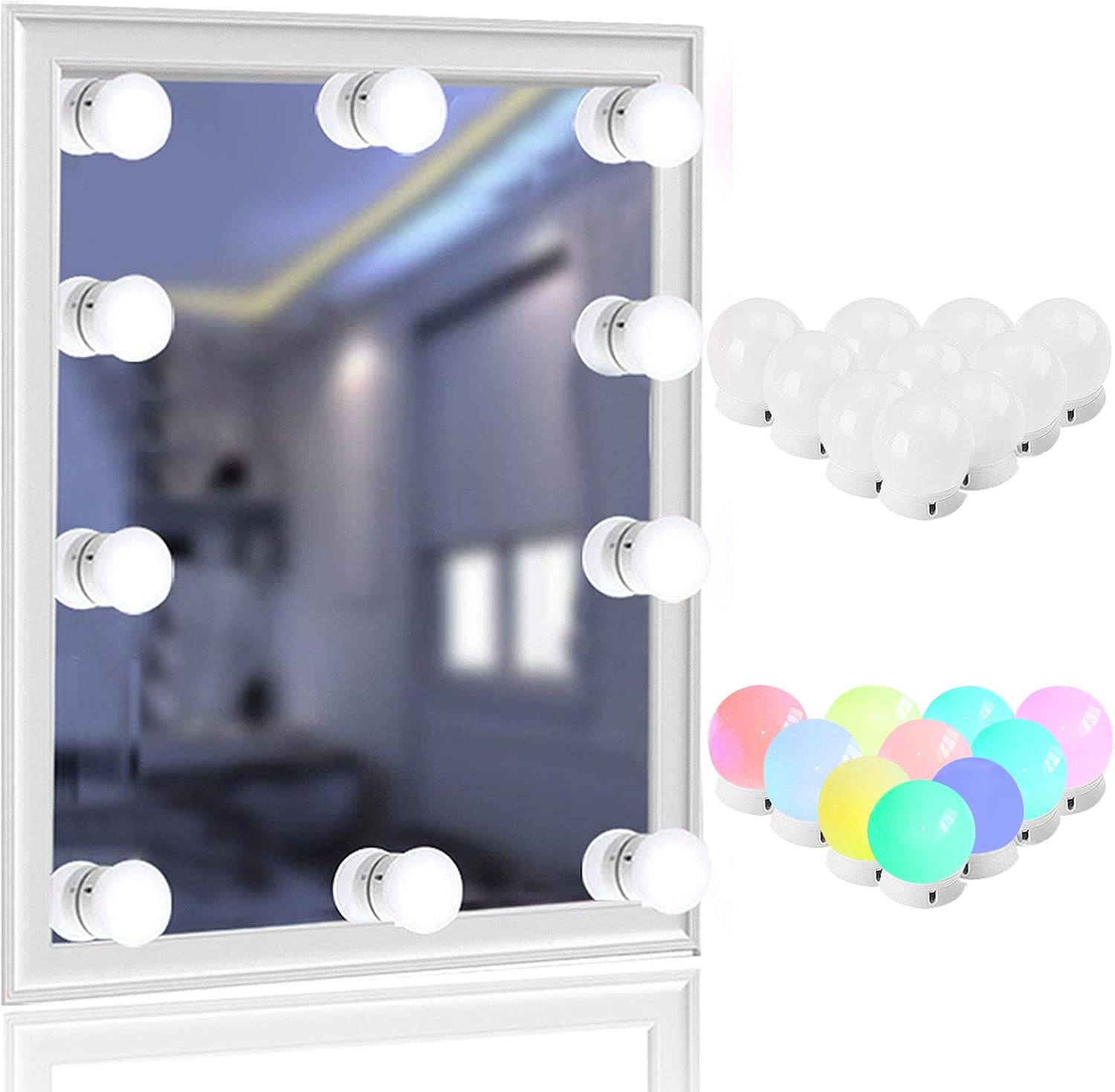 Delrunfull Siccoo Vanity Mirror Light Rgb Colorful Diy Hollywood Style Led Makeup Mirror Lights With 10 Dimmable Light Bulbs Usb Cable R